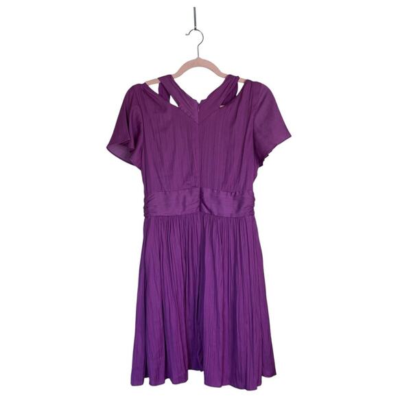 ANTHROPOLOGIE V-Neck Vibrant Mini Dress Orchid Purple Size 4 Satin - Picture 5 of 10